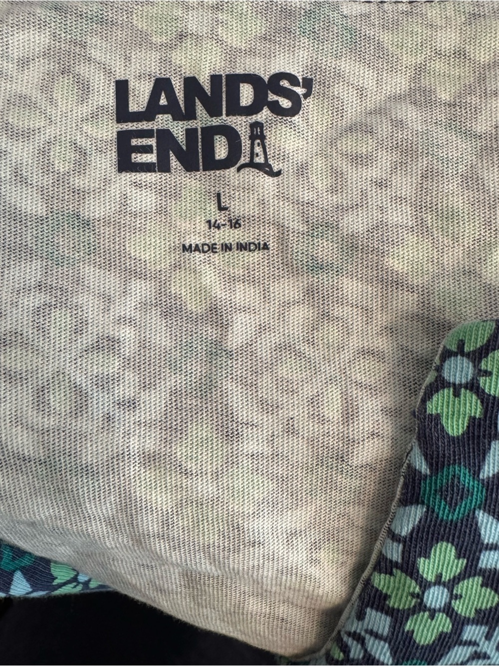 Lands' End Floral Tile Print Sleeveless Dress in Teal & Navy - Picture 2 of 4